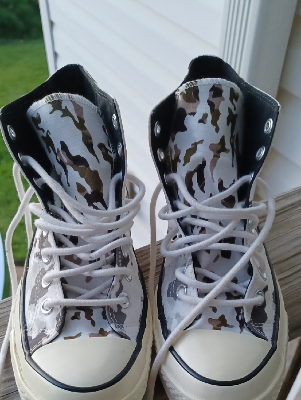 Converse High-Top Canvas Sneakers in White Camo